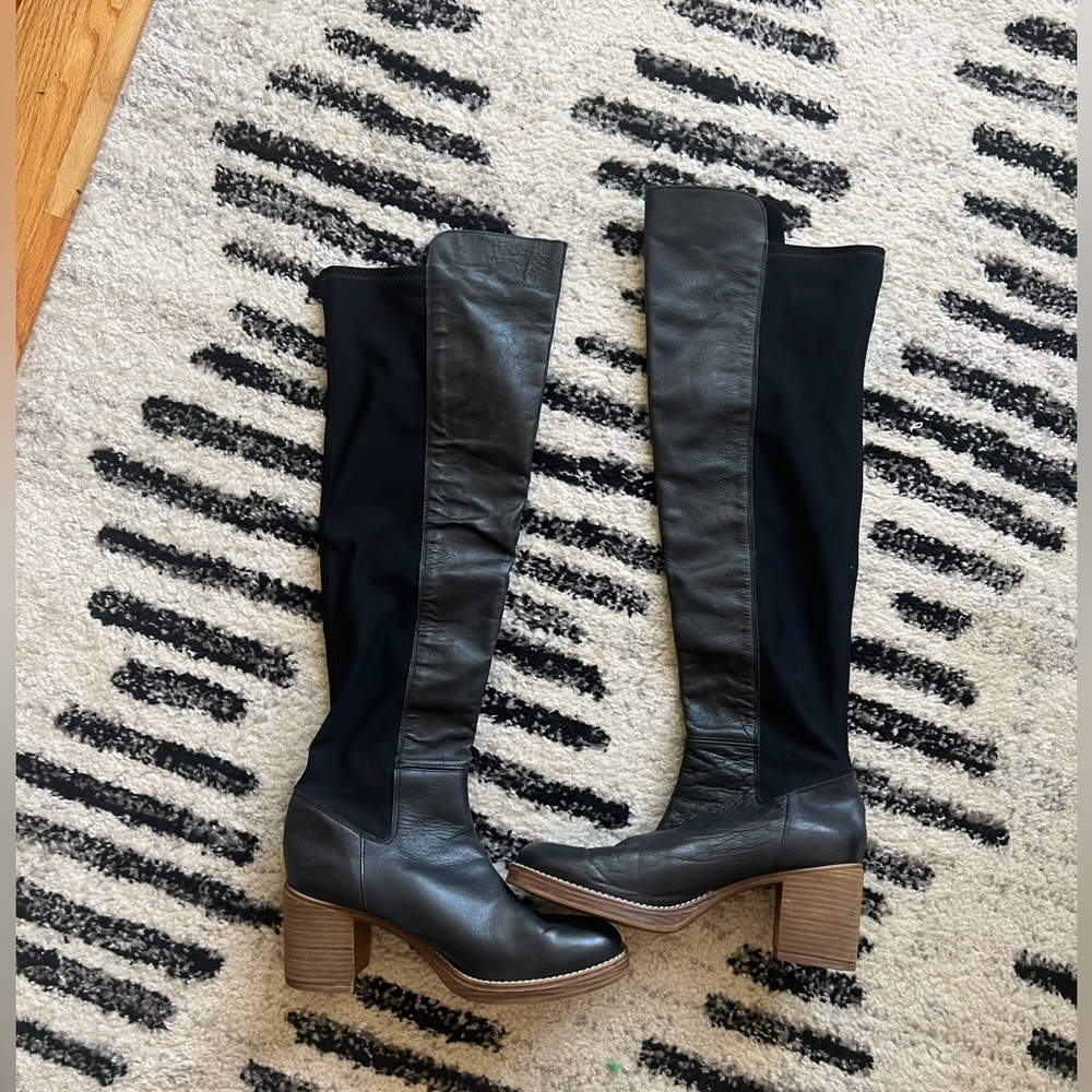 Free People Leather Boots Knee High Western Chelsea